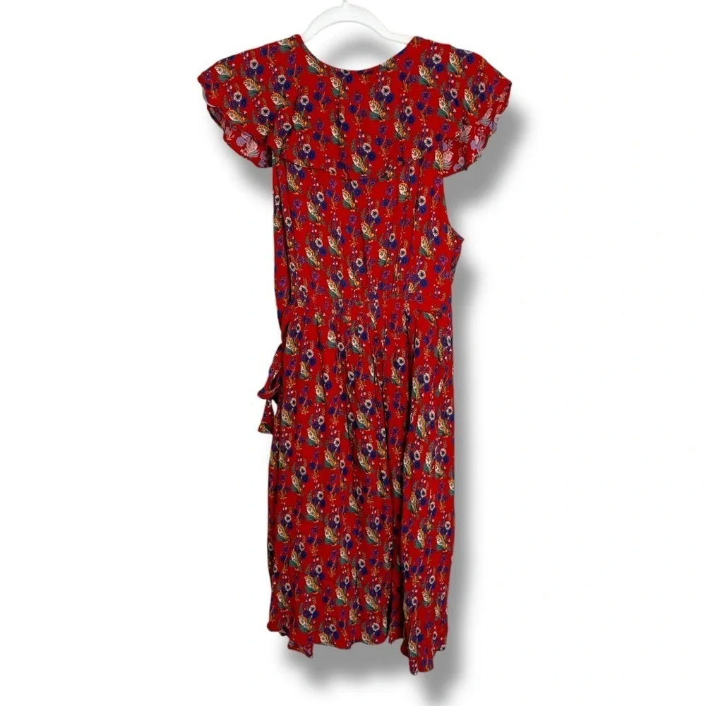 Maeve Red Floral Faux Wrap Dress Size 12 - Picture 9 of 9